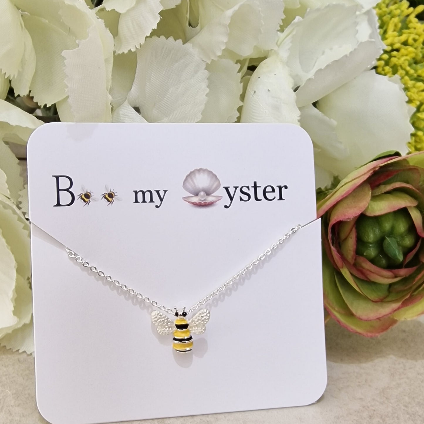 Bumble Bee Charm Necklace Silver Coloured Detailed