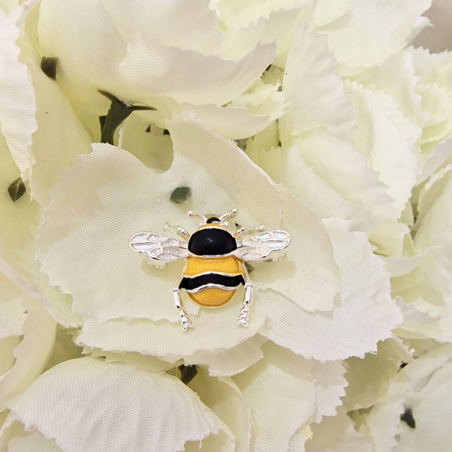 Delicate Bumble Bee Brooch Silver Colour