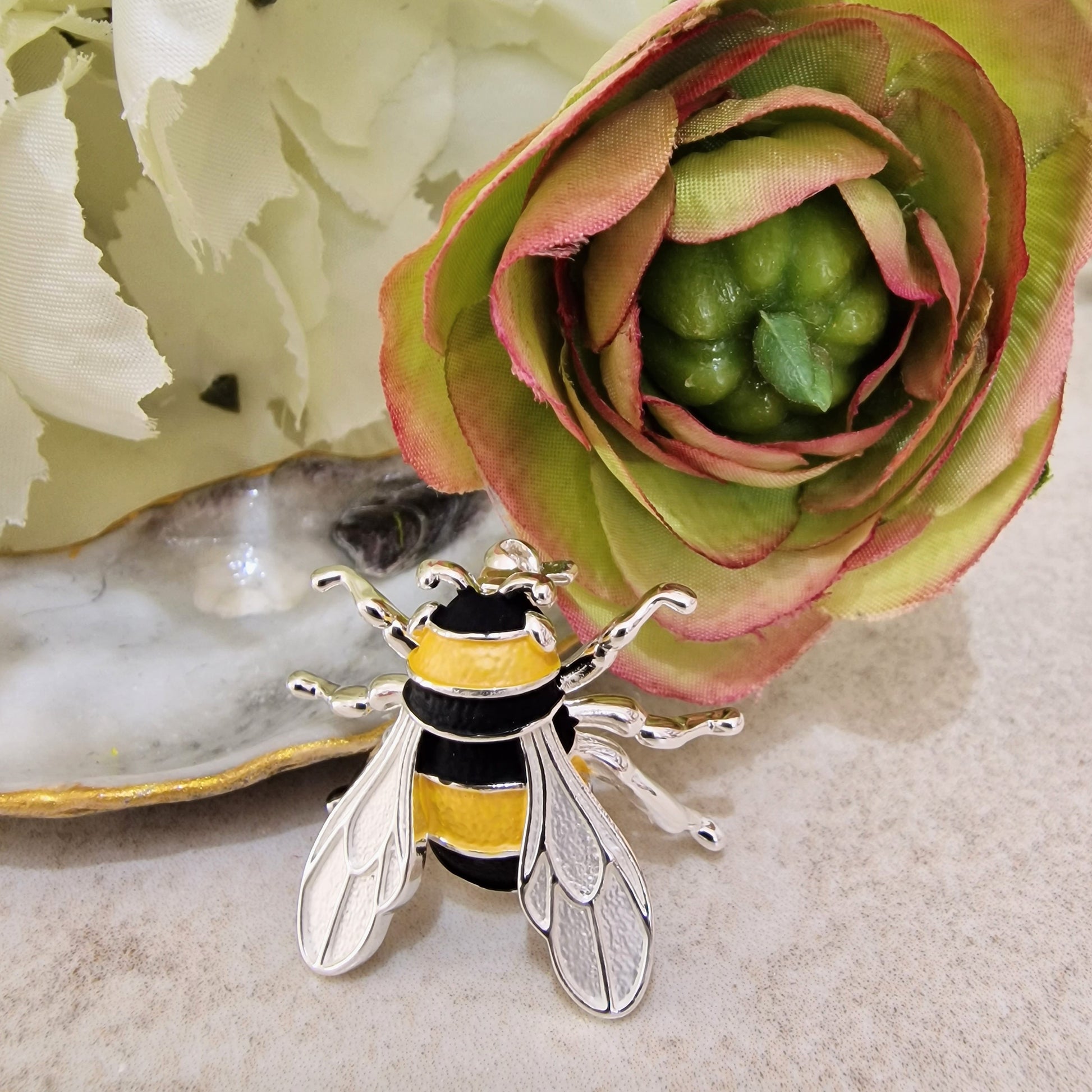Bumble Bee Brooch Silver Colour