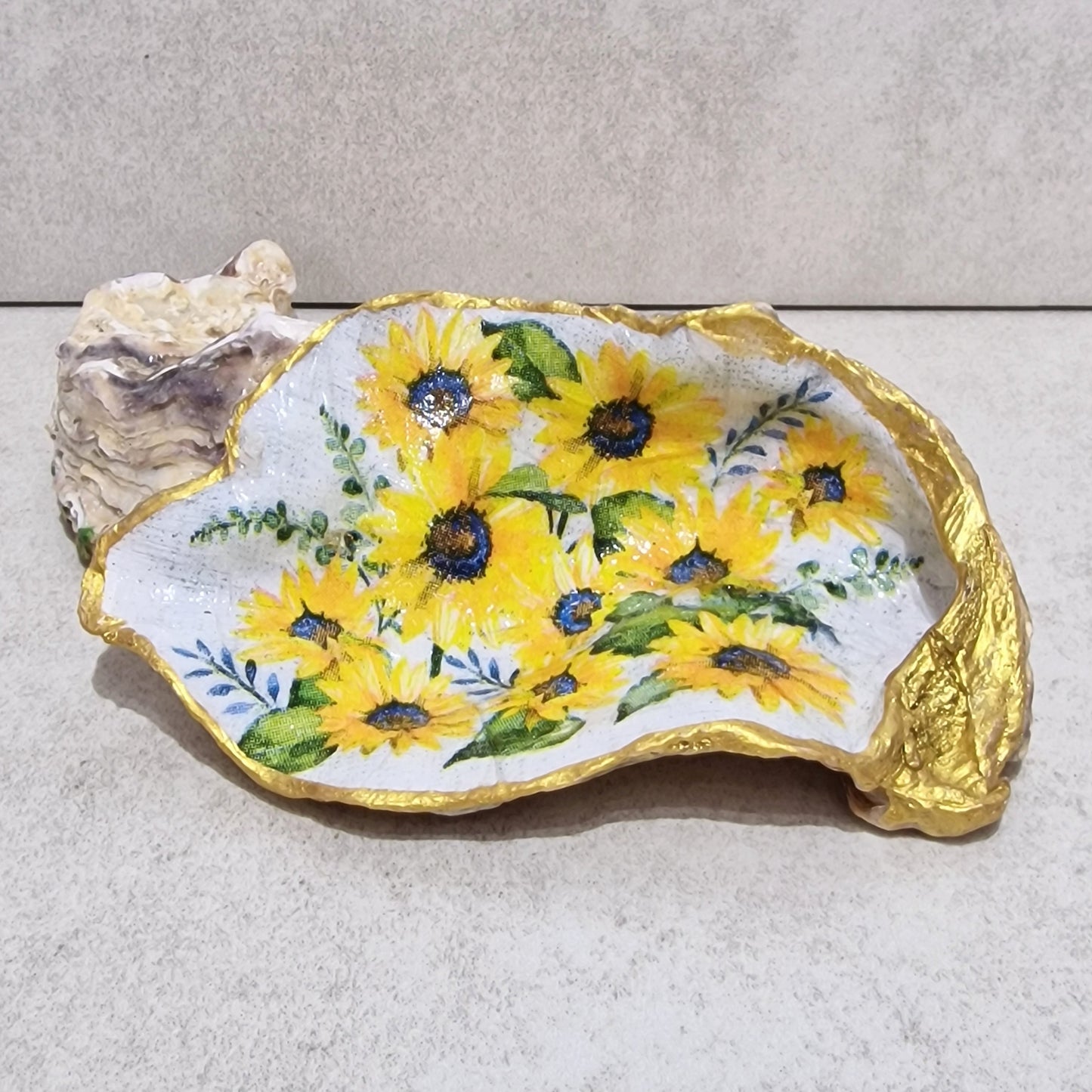 Sunflowers Large Oyster Shell Trinket Dish