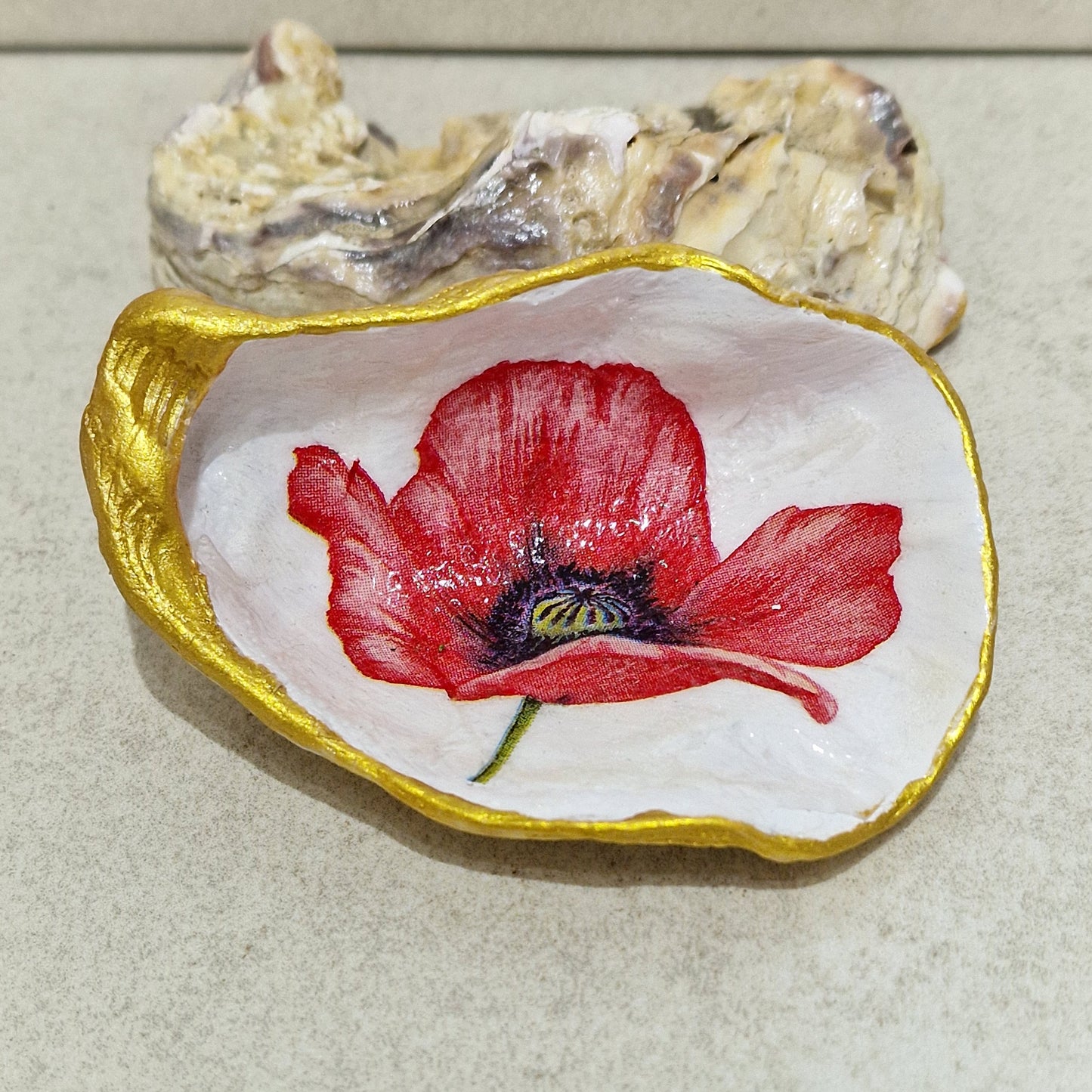 Poppies Poppy Flower Oyster Shell Trinket Dish