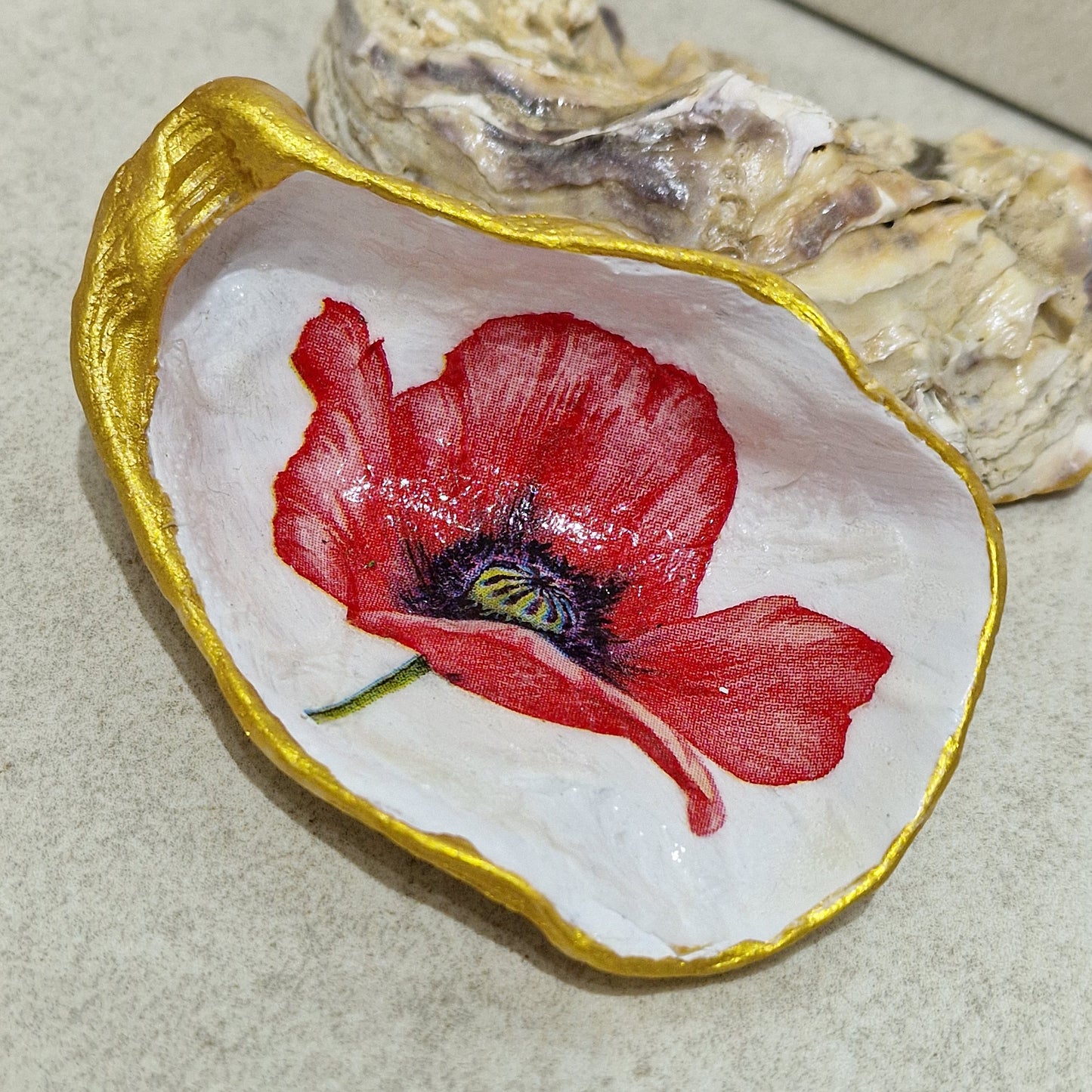 Poppies Poppy Flower Oyster Shell Trinket Dish