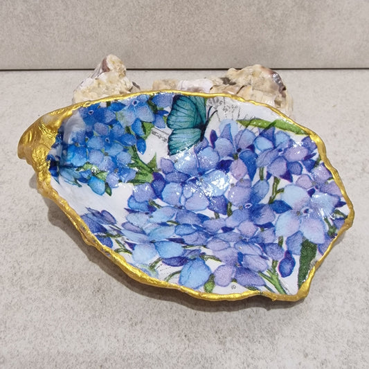 Hydrangea Flower Oyster Shell Trinket Dish