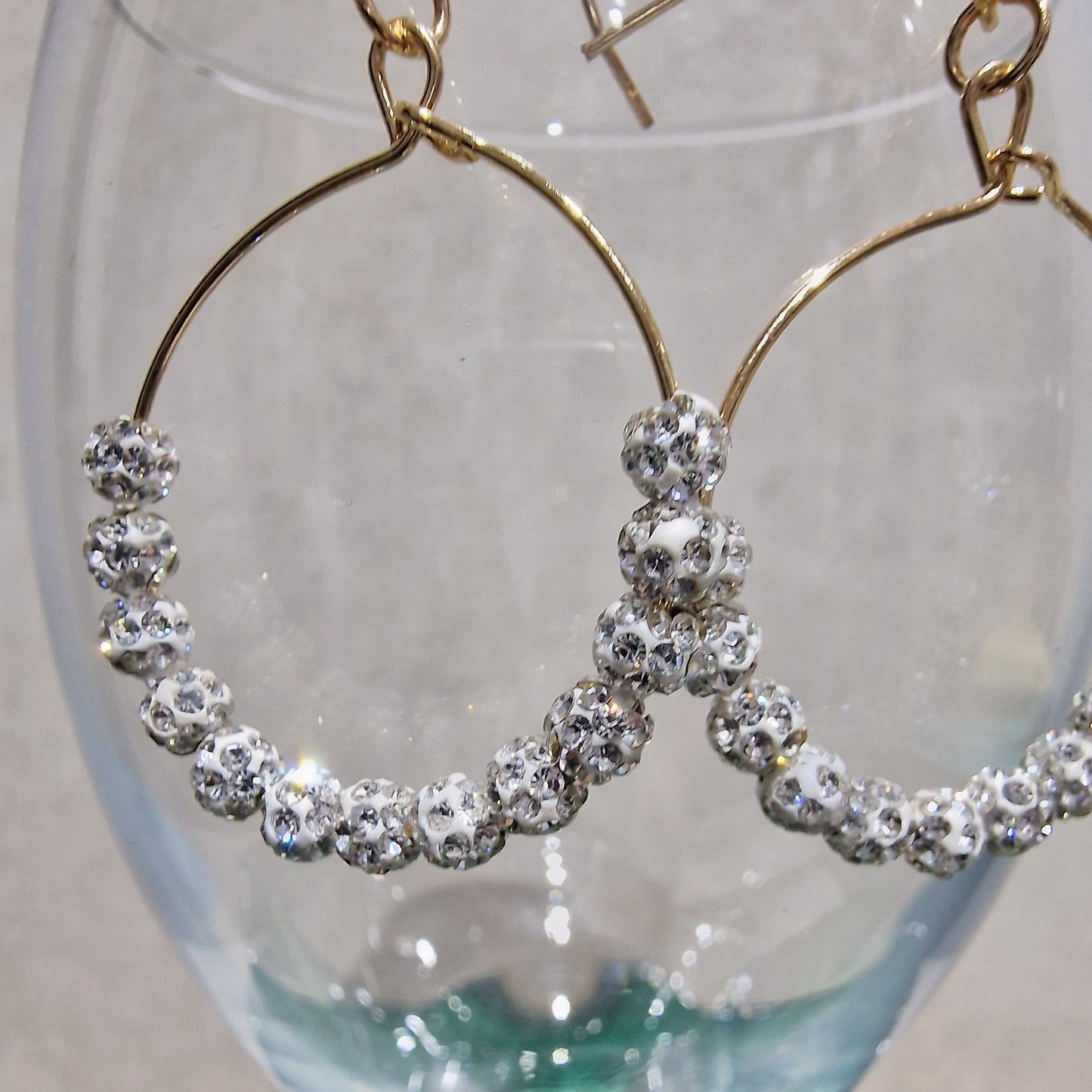 JEW-001   Clear Crystal Ball Pierced Hoop Fashion Earrings