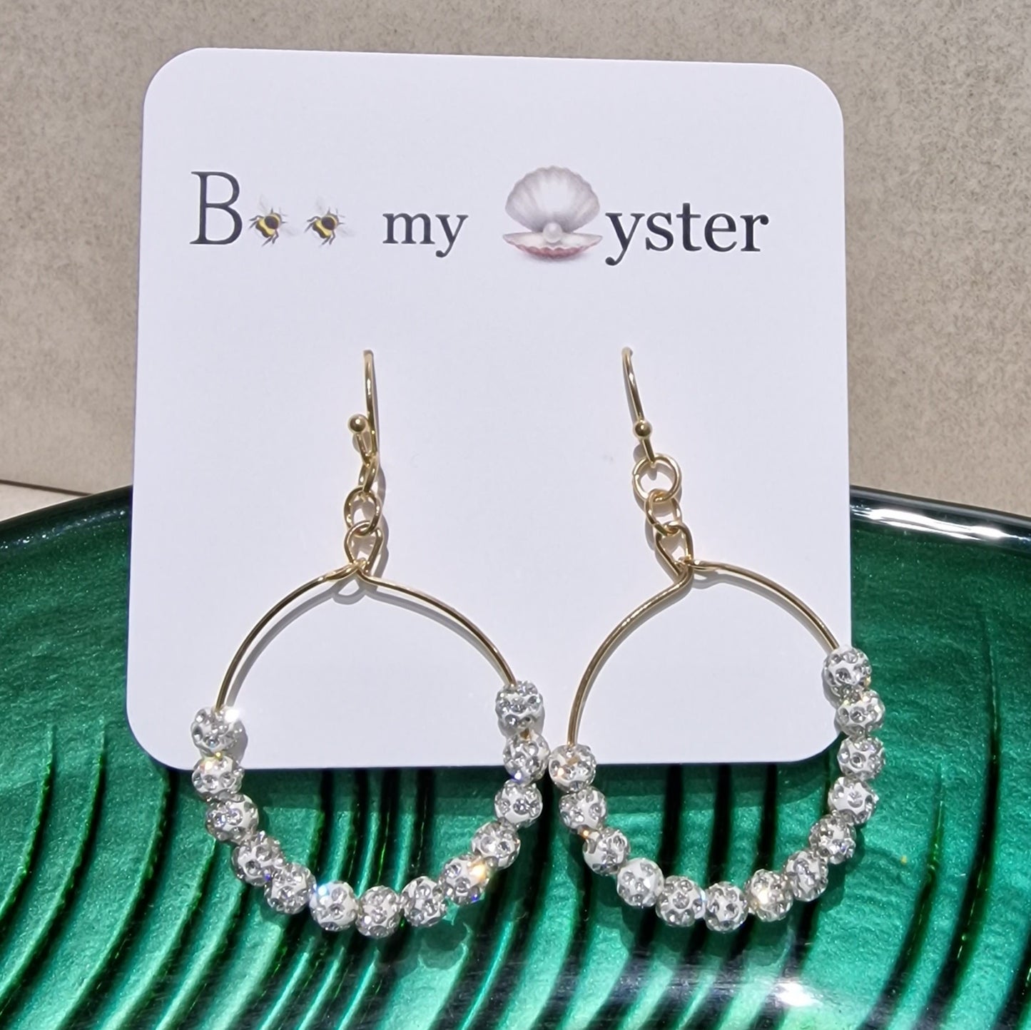 JEW-001   Clear Crystal Ball Pierced Hoop Fashion Earrings