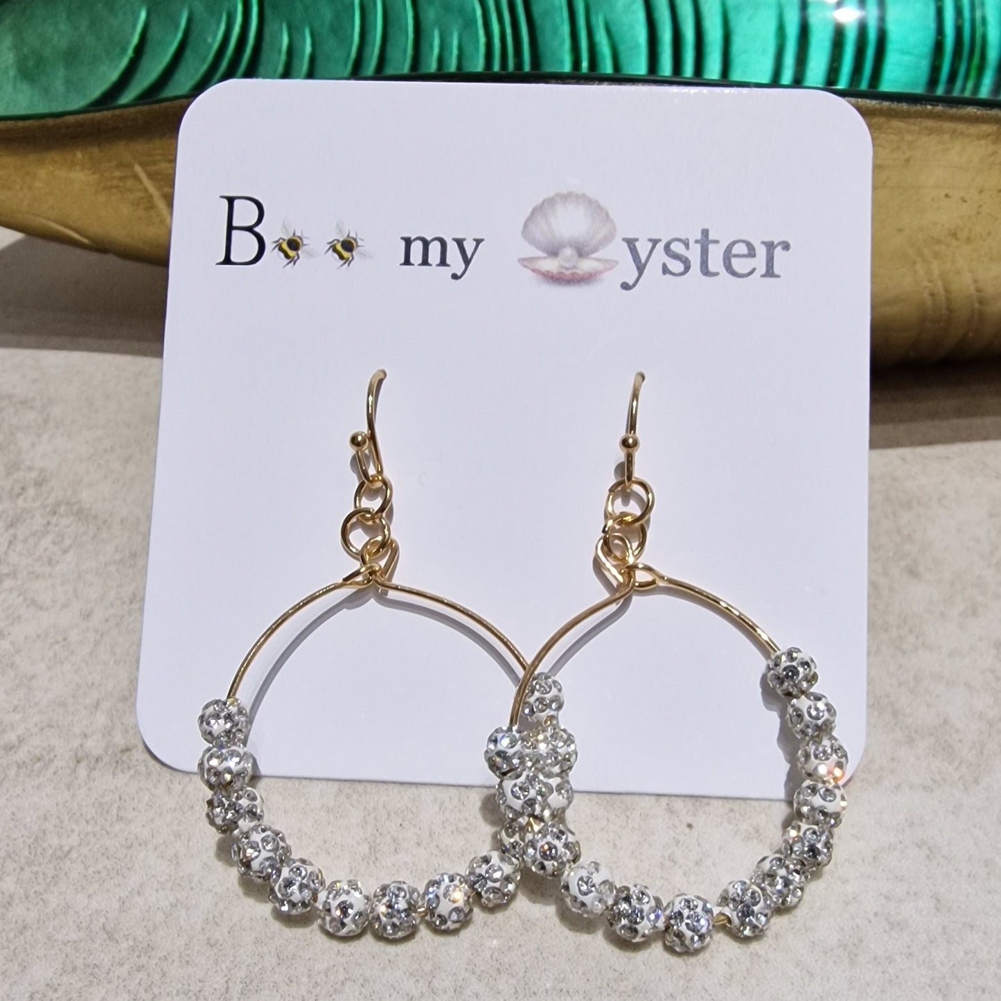 JEW-001   Clear Crystal Ball Pierced Hoop Fashion Earrings