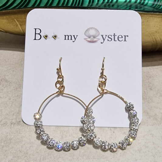 JEW-001   Clear Crystal Ball Pierced Hoop Fashion Earrings