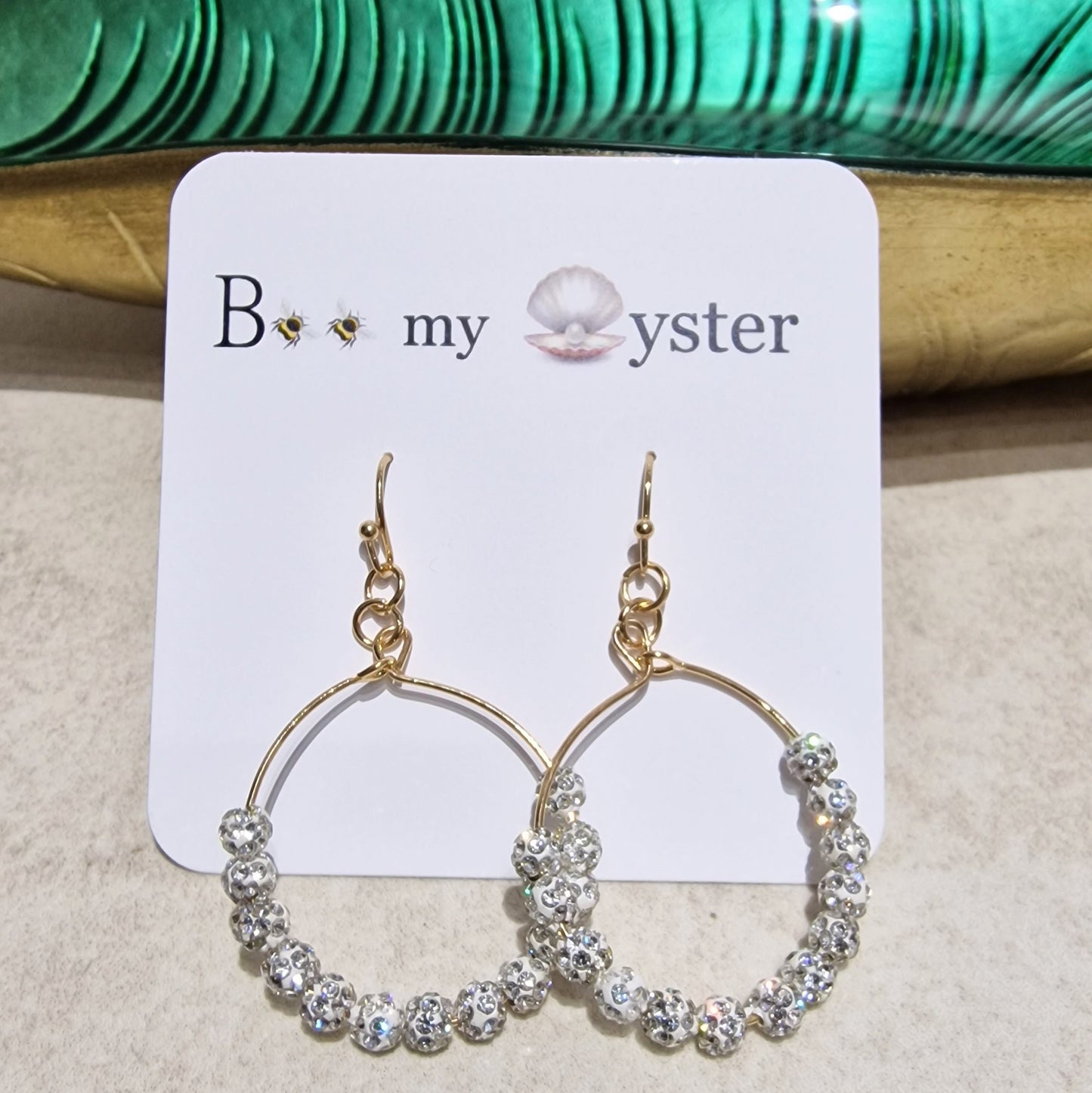 JEW-001   Clear Crystal Ball Pierced Hoop Fashion Earrings