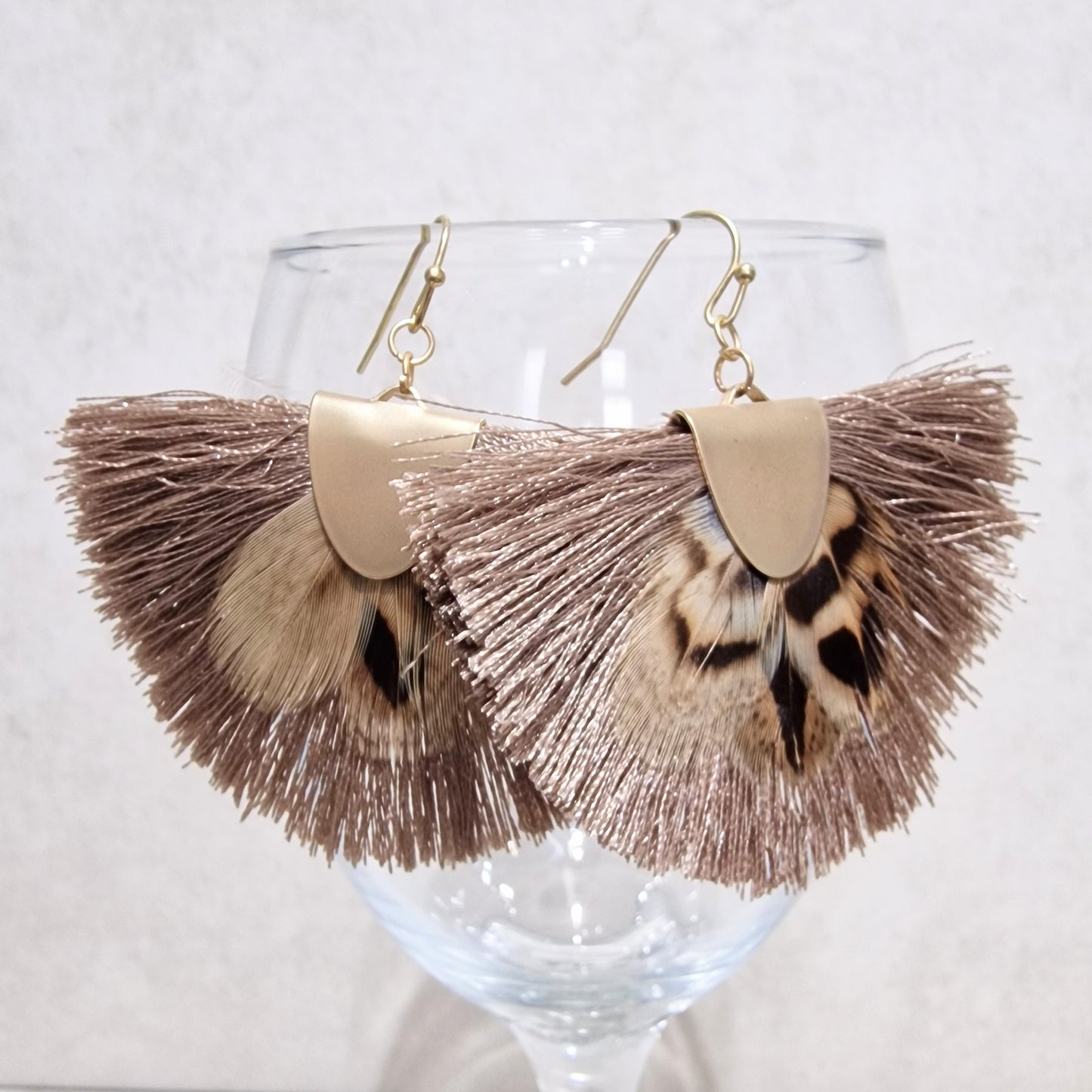 Stunning Coffee Silk Fan Pierced Fashion Earrings