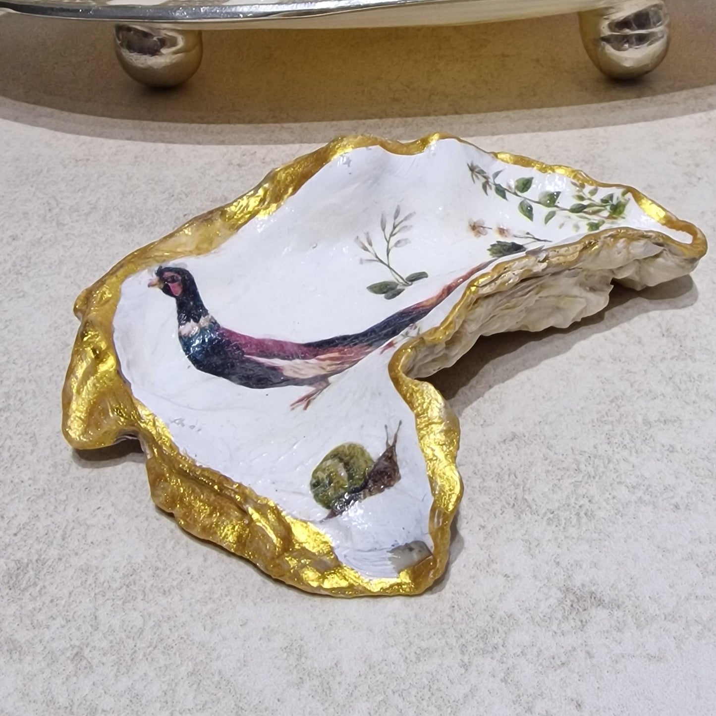 Pheasant Woodland Bird Oyster Shell Trinket Dish