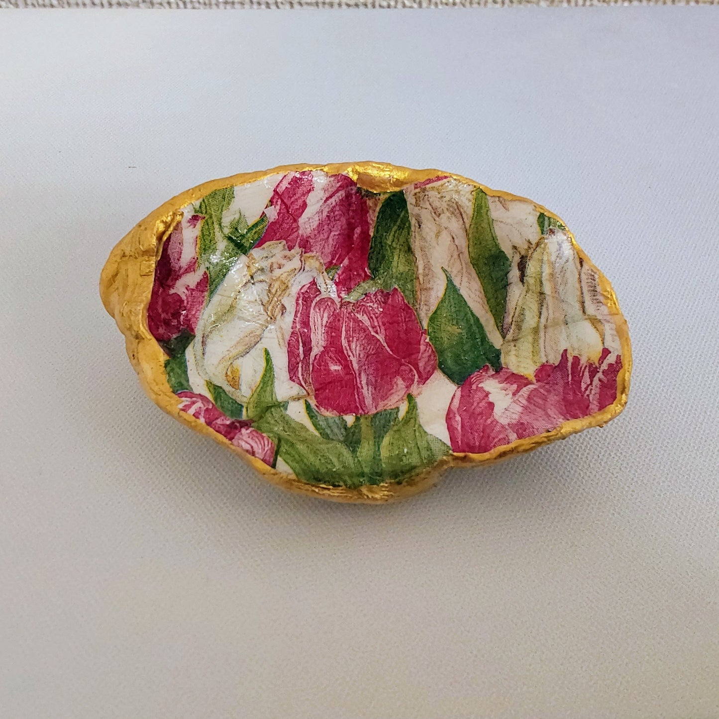 Tulips Spring Flower Special Oyster Shell Trinket Dish