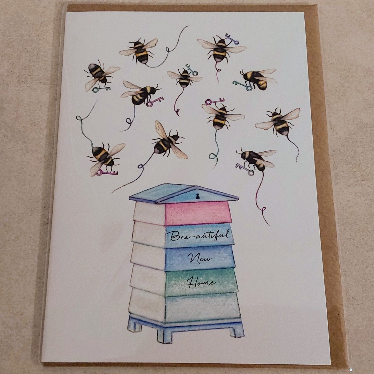 Bumble Bee New Home Card Gift Blank Inside Honey Bee Hive