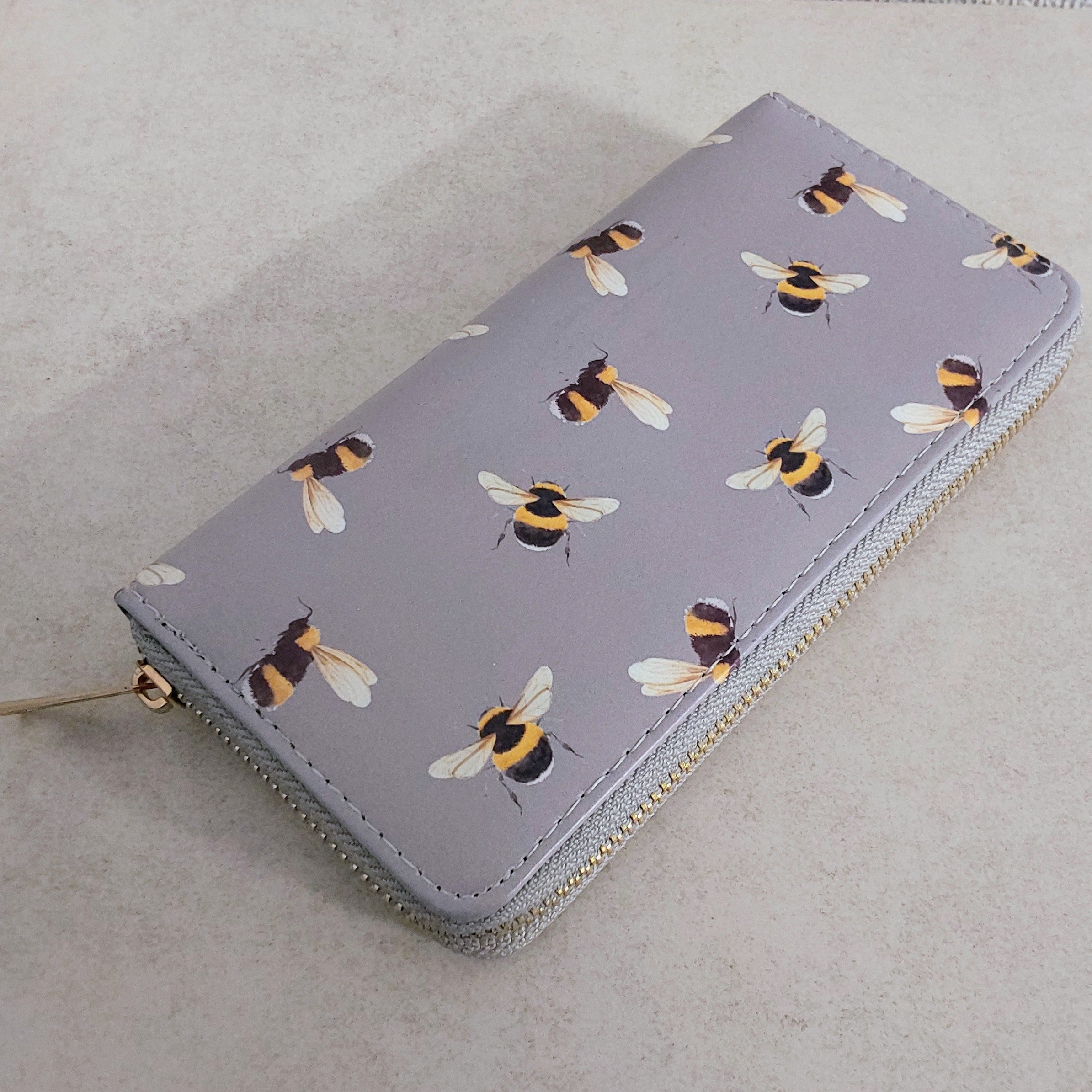 Bumble Bee Grey Zip Up Purse Wallet Busy Bee 7