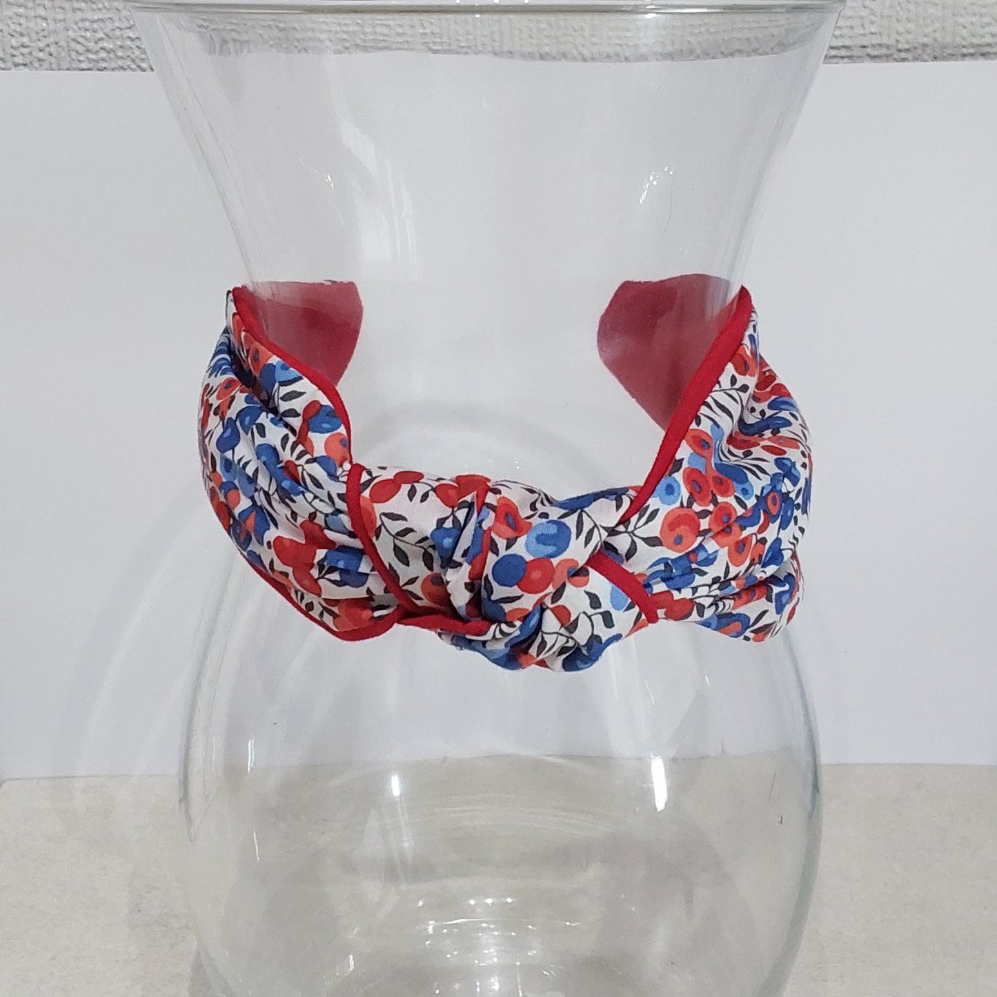 Hairband Liberty of London Wiltshire Berry Red Blue Cotton Fabric Bespoke Top Knot Headband