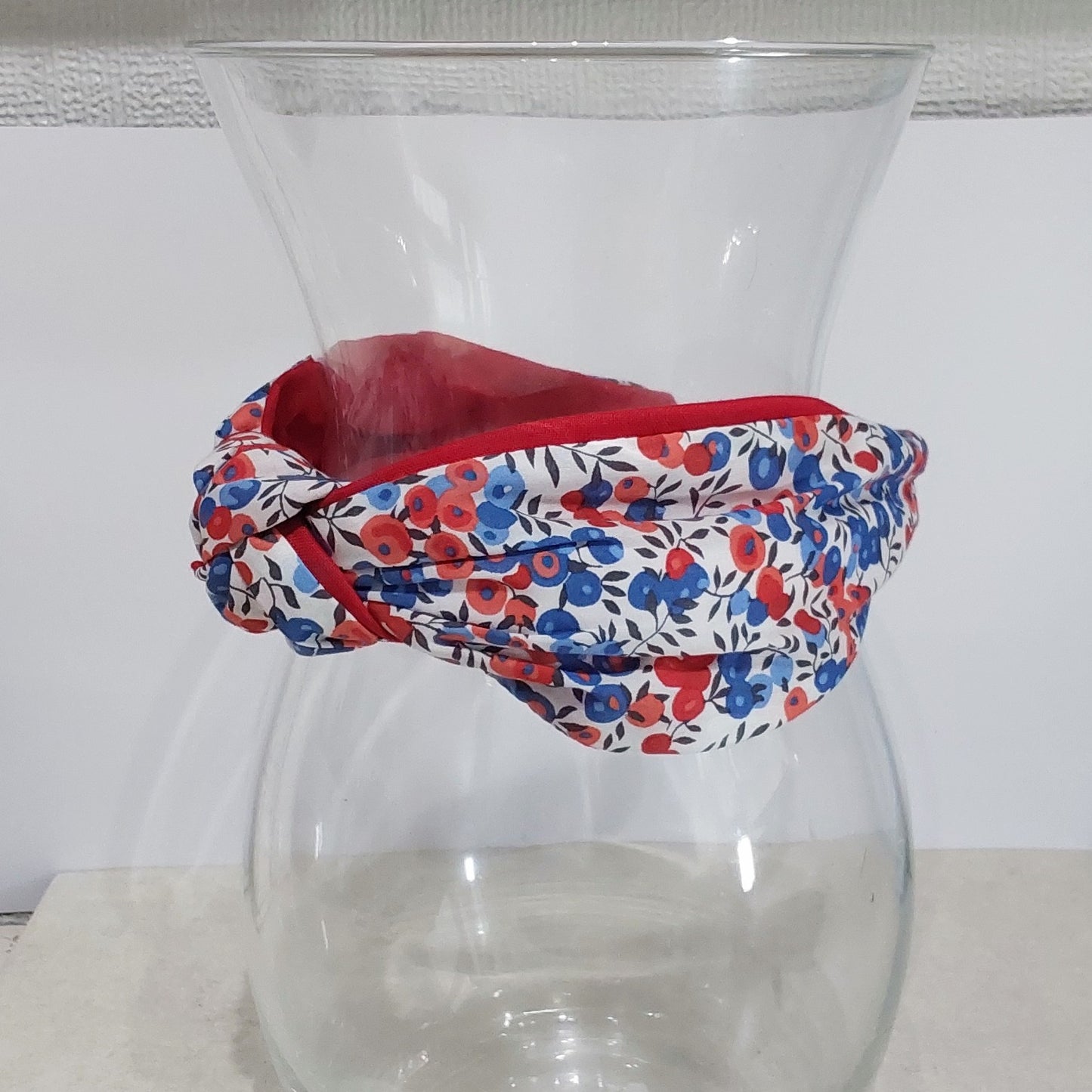 Hairband Liberty of London Wiltshire Berry Red Blue Cotton Fabric Bespoke Top Knot Headband