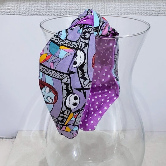 Hairband Disney Nightmare Before Christmas Purple Cotton Fabric Bespoke Top Knot Headband