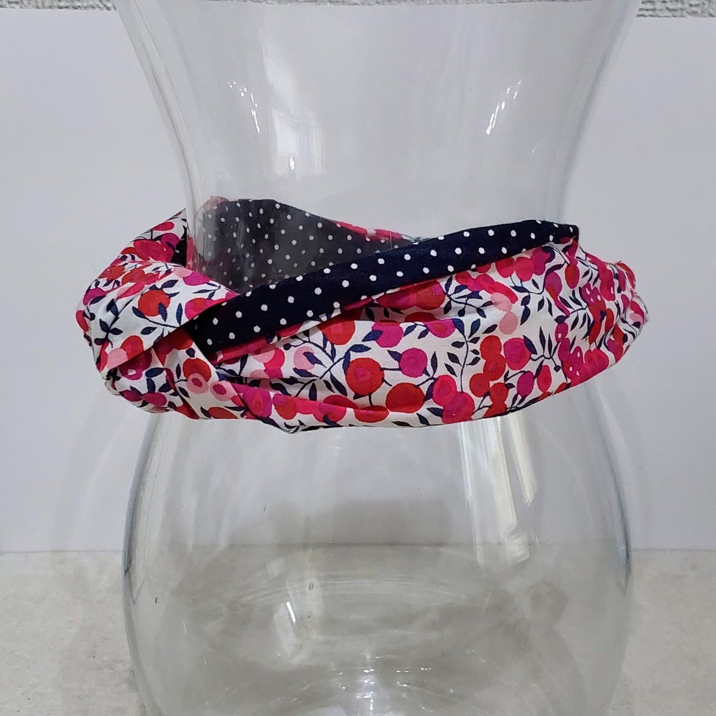 Hairband Liberty of London Wiltshire Berry Red Cotton Fabric Bespoke Top Knot Headband