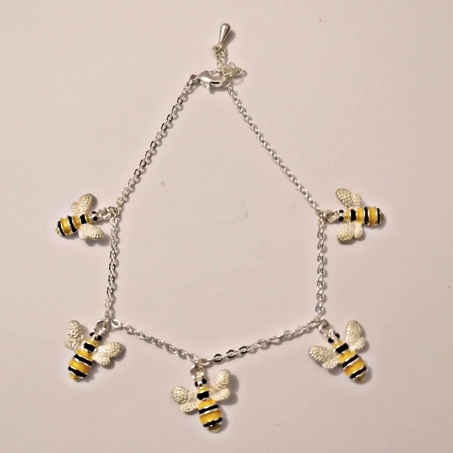 Bumble Bee Chain Charm Bracelet Silver Colour