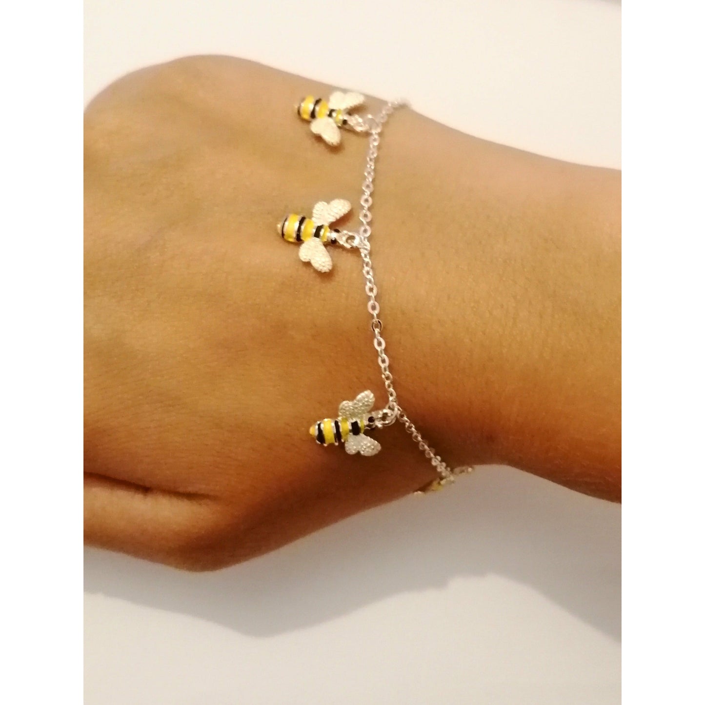 Bumble Bee Chain Charm Bracelet Silver Colour